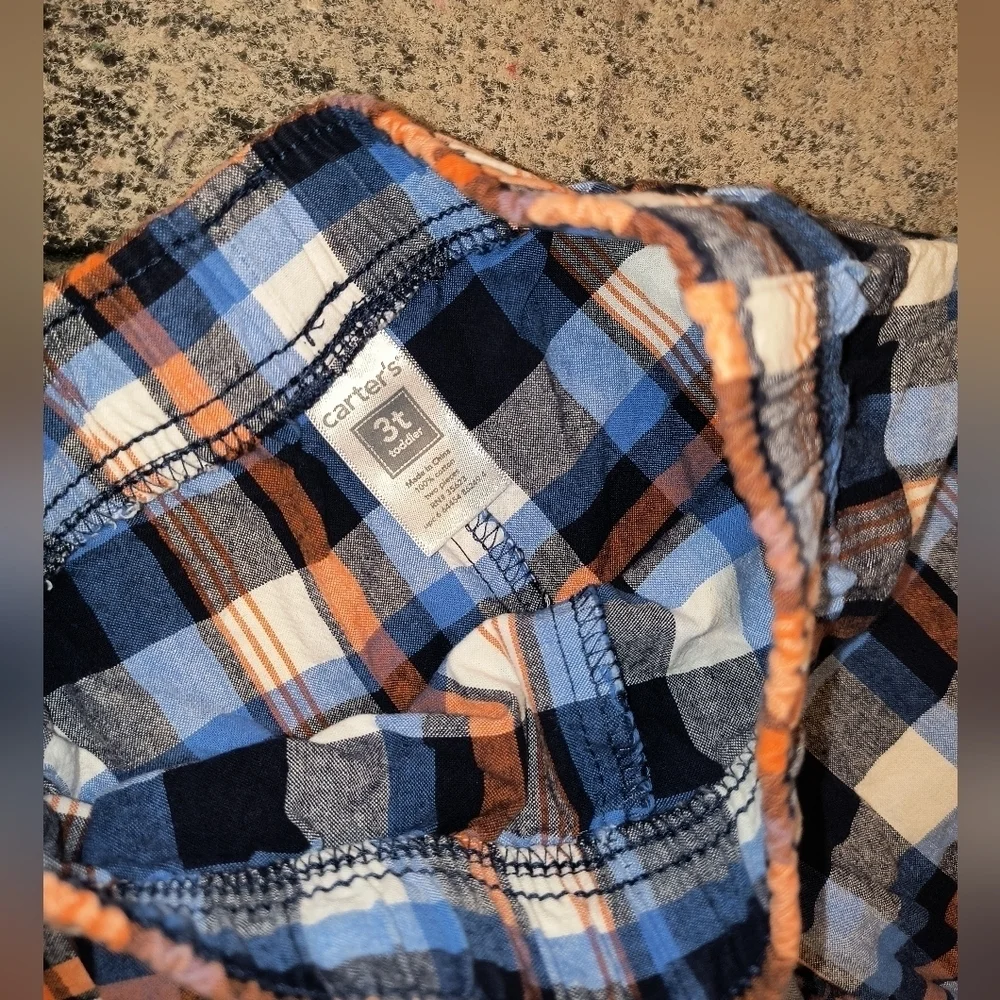 Carter's Toddler Boys Plaid Casual Shorts Blue Orange Size 3T